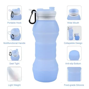 Collapsible BPA-free Silicone Water Bottle| Foldable Lightweight Travel Friendly